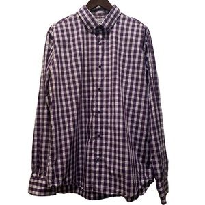 EUC Purple Tartan Plaid Express Fitted Button XL